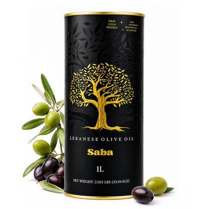 SABA Lebanese Extra Virgin Olive Oil 1L – First Cold Pressed Mediterranean EVOO